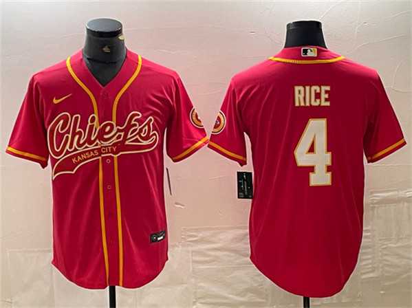 Mens Kansas City Chiefs #4 Rashee Rice Red Cool Base Stitched Baseball Jerseys->kansas city chiefs->NFL Jersey